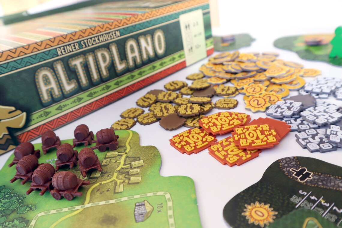 3D Printed Coins & Carts for Altiplano (65 pcs)
